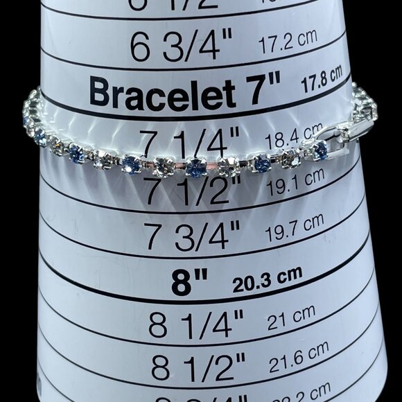 Swarovski Crystal Tennis Bracelet Silver Blue Holiday Gift Coquette Elegant - Picture 7 of 9